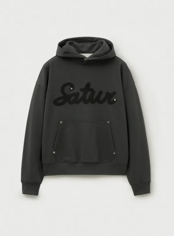 Lugo Applique Rivet Hoodie - Charcoal