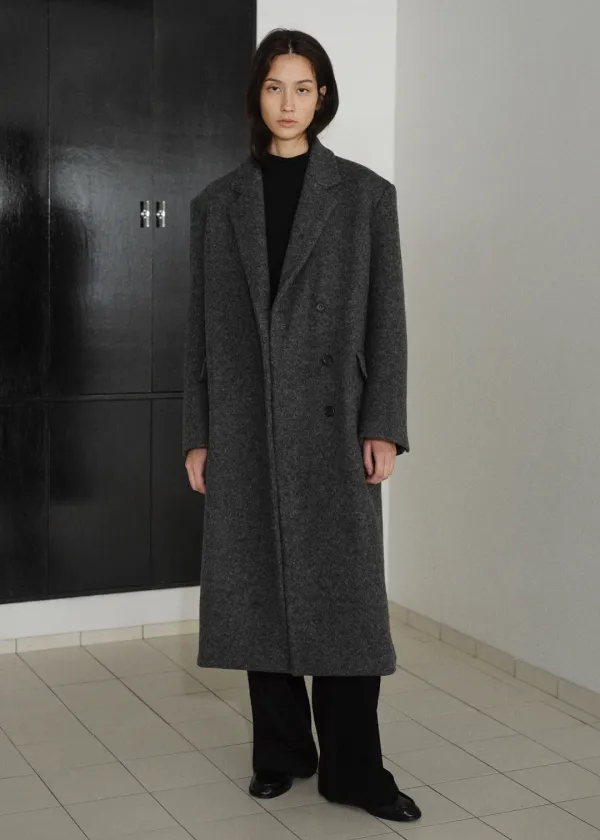 Hairy wool coat (charcoal)
