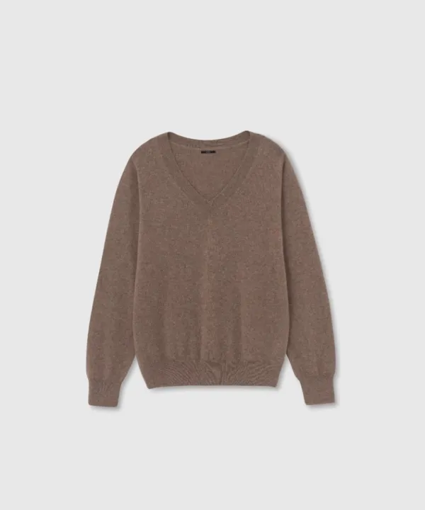 V neck cashmere knit (Brown)