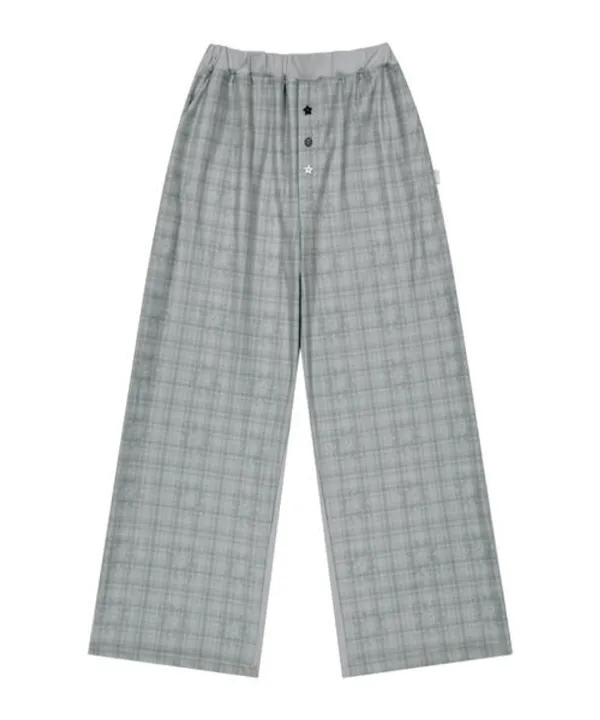 Check Sleep Jersey Pants / Grey