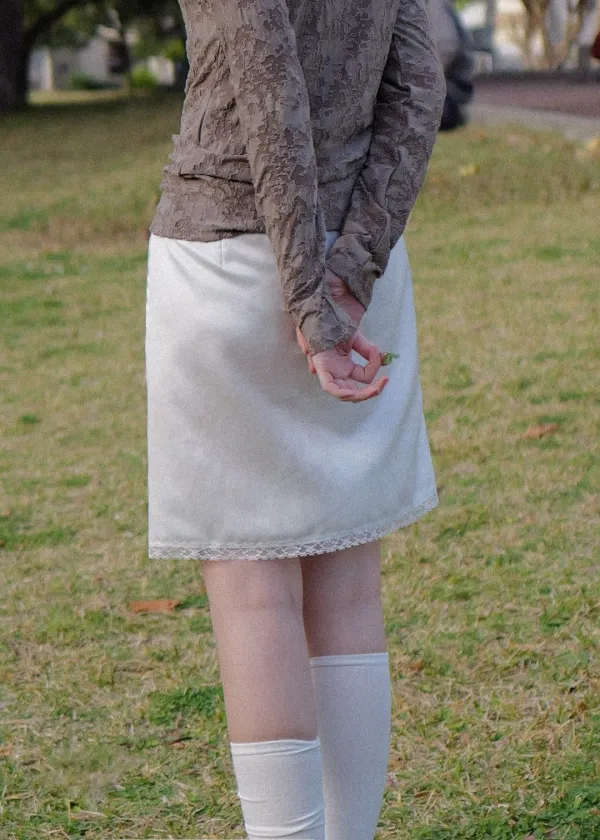 Fleur lace midi skirt (cream)