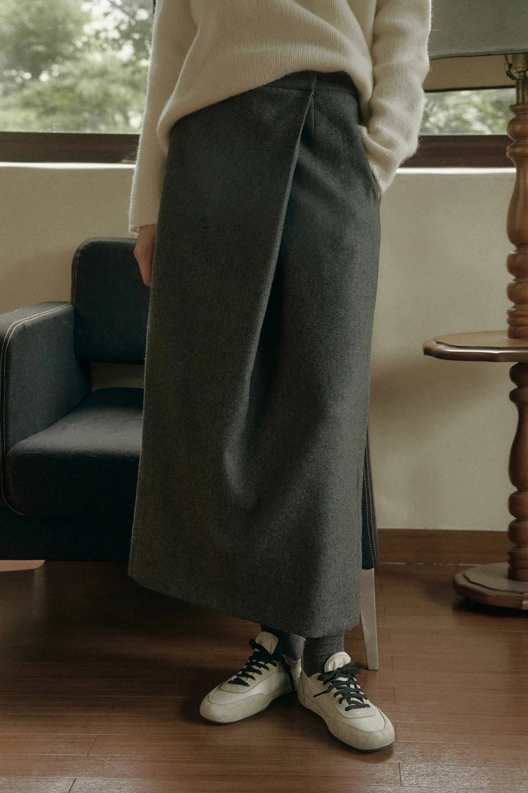 세이지먼트 MILNE WOOL H LINE LONG SKIRT_CHARCOAL 상품 이미지 2