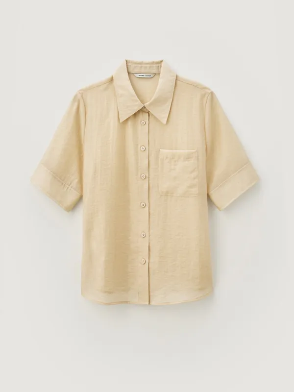 Sheer half sleeve shirt - Beige