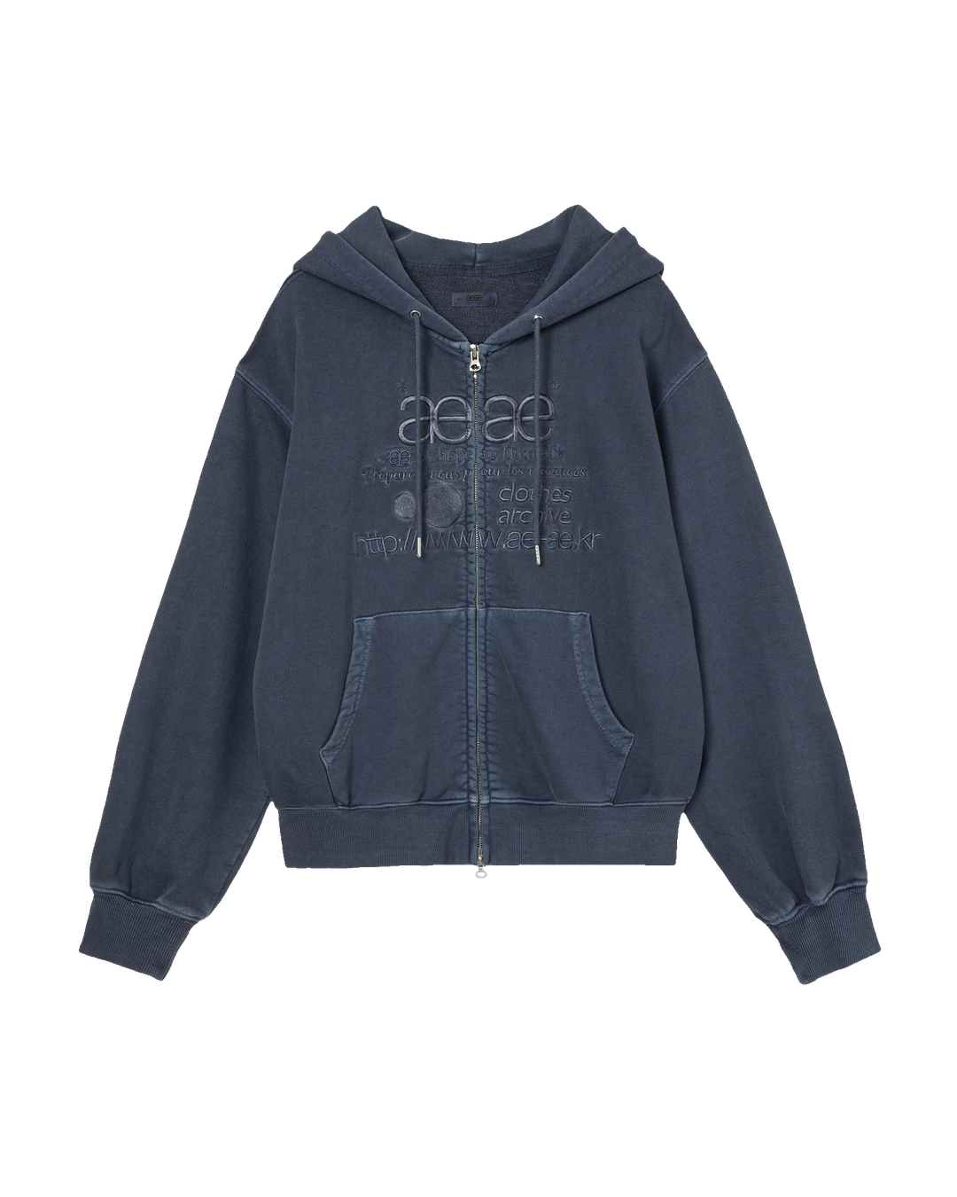 에이이에이이 WEB LOGO WASHED HOOD ZIP UP [NAVY] 상품 이미지 1