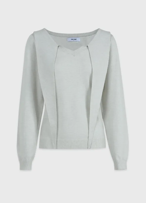  [44-120]  Nox Tie-V-Neck Knit  녹스 타이-브이넥 니트 (봄-가을-클래식룩-캐주얼룩-브이넥-타이-미니멀-베이직니트-자체제작) 