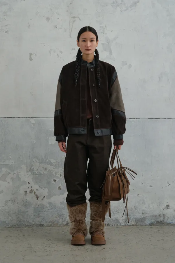 [예약배송] Contrast Dolman Suede Bomber