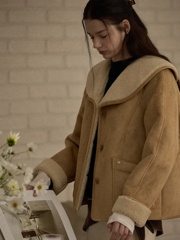 Wide collar mustang jacket - Camel