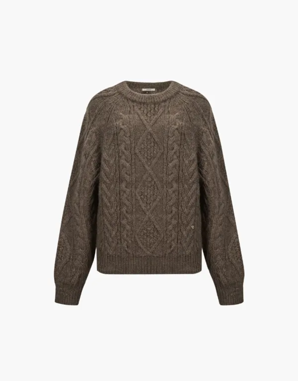 fisherman cable pullover - brown