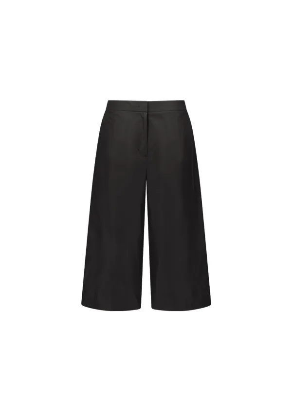 Silk taffeta bermuda pants, Black