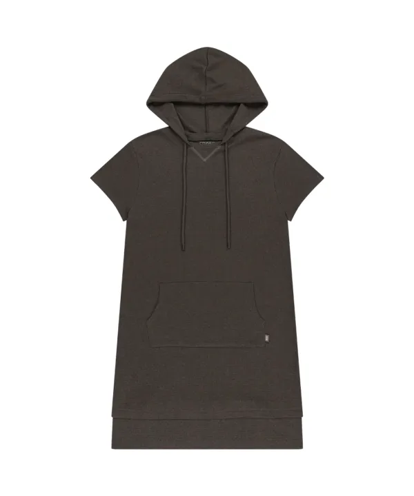 038 MINI WAFFLE HALF HOODIE ONE PIECE CHARCOAL