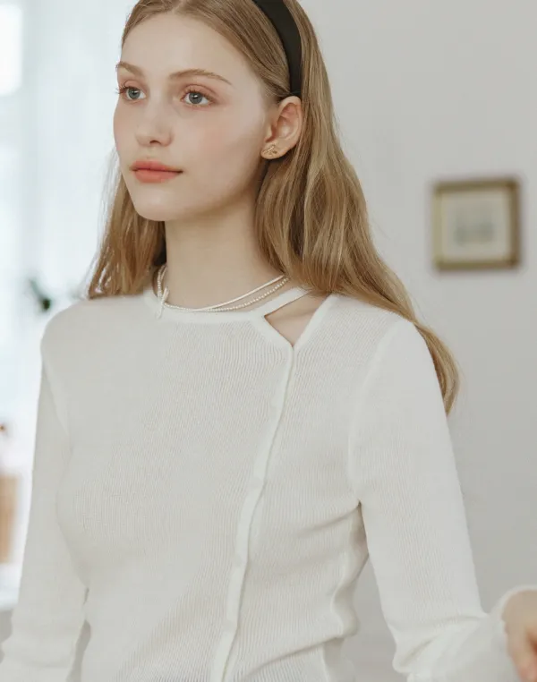 Cut Out Knit Top - Ivory