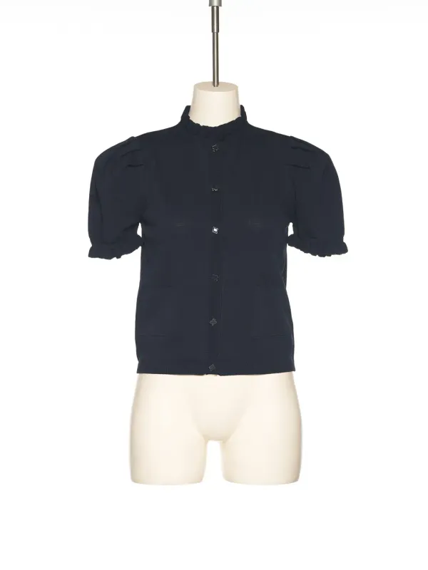 PS25 NAVY PUFF SLEEVE CARDIGAN