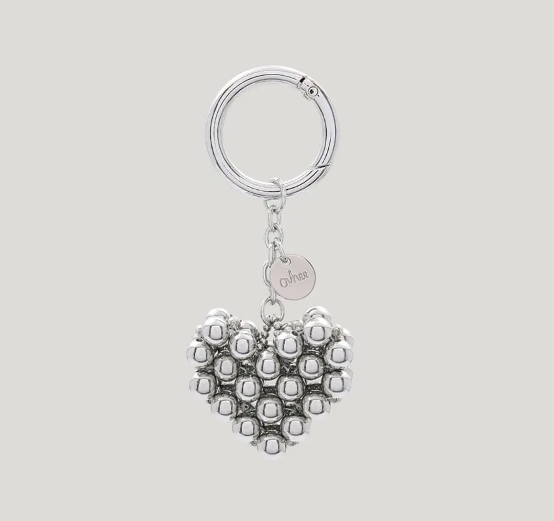 오브히 하트 비즈 볼 키링 Heart Beads Ball Keyring_Silver 상품 이미지 2