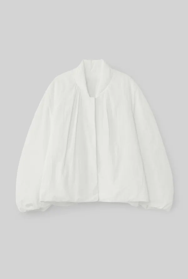 CURVED SHIRRING PUFF JACKET (WHITE)