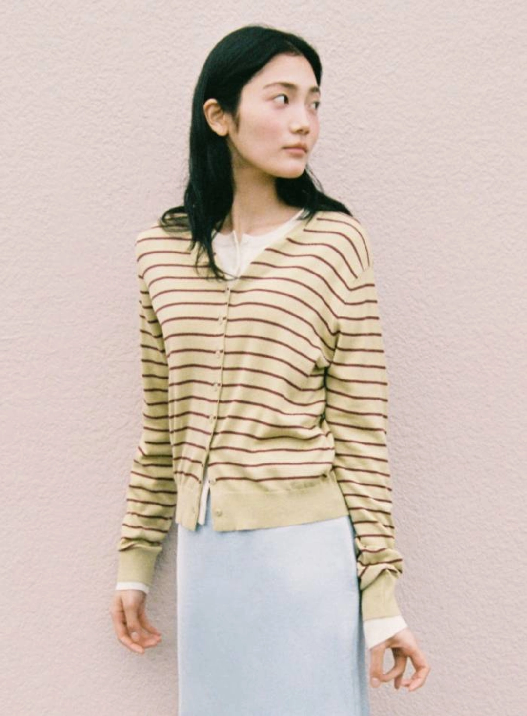 망고매니플리즈 MOLLI ROUND CARDIGAN_LIME STRIPE 상품 이미지 2