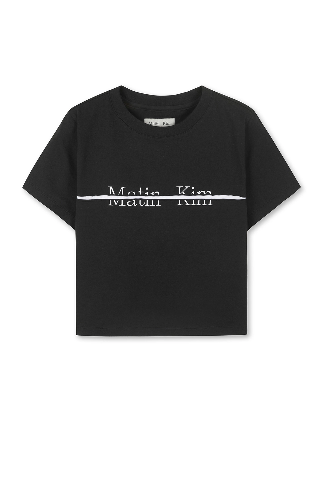 마뗑킴 MATIN KIM LOGO CUTTED CROP TOP IN BLACK 상품 이미지 1