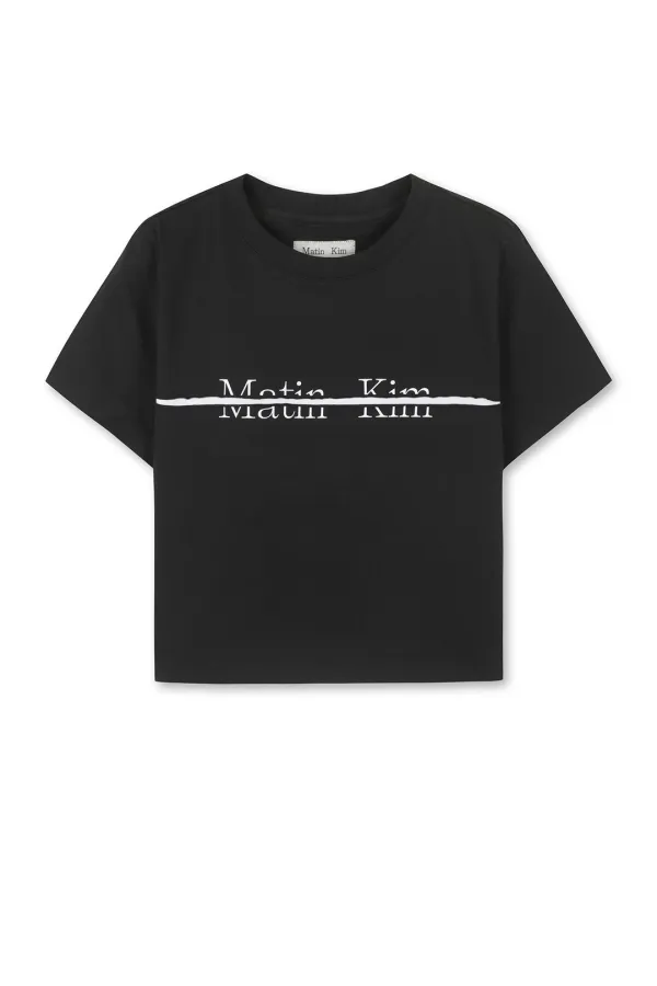 MATIN KIM LOGO CUTTED CROP TOP IN BLACK