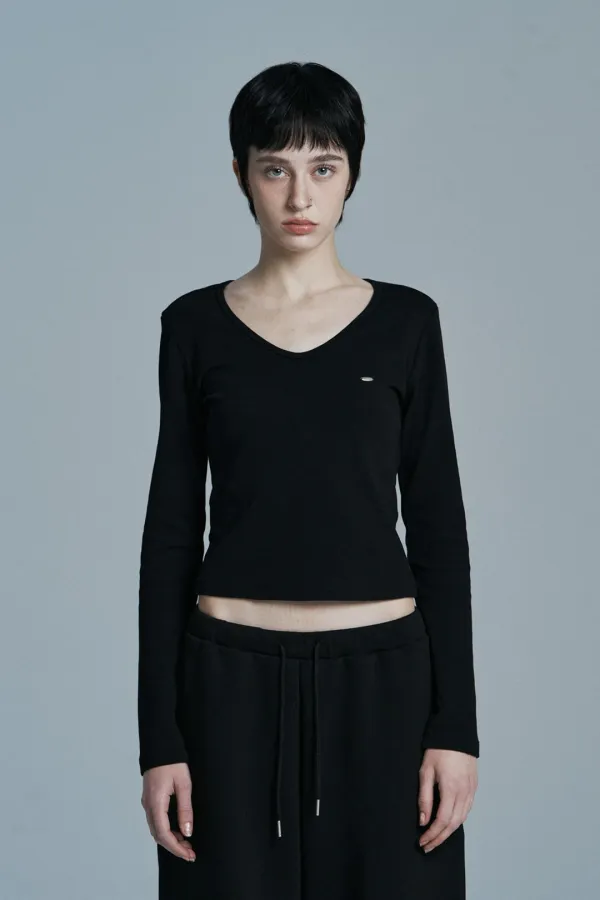 DAY V-NECK LONG SLEEVE BLACK