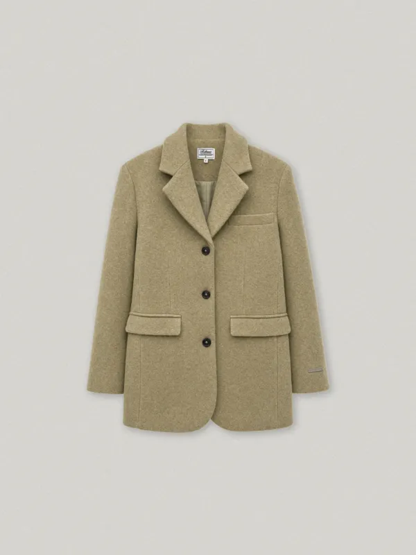 LAINE WOOL SINGLE JACKET (OLIVE)