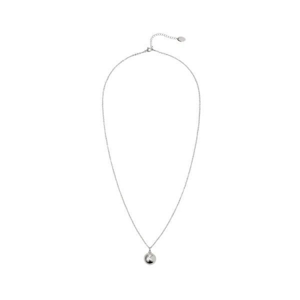 LOGO BALL PENDANT LONG NECKLACE - SILVER
