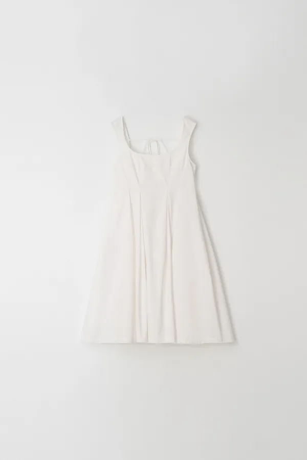 Pleated Cotton Dress (white)