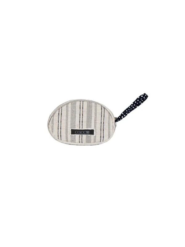 PEBBLE POUCH IVORY STRIPE