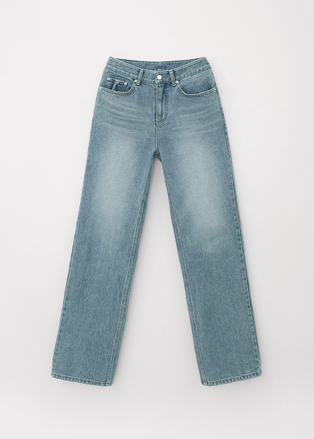 칙스라벨 26FW 아이비 와이드 스트레이트 데미지 데님 - Mid Blue 상품 이미지 1