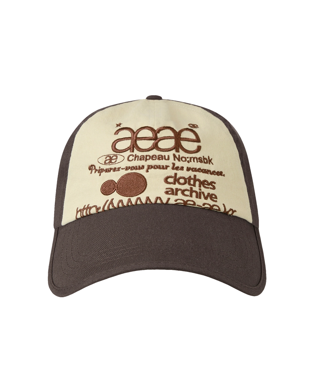 에이이에이이 WEB LOGO 5 PANNEL BALL CAP [BROWN/IVORY] 상품 이미지 2