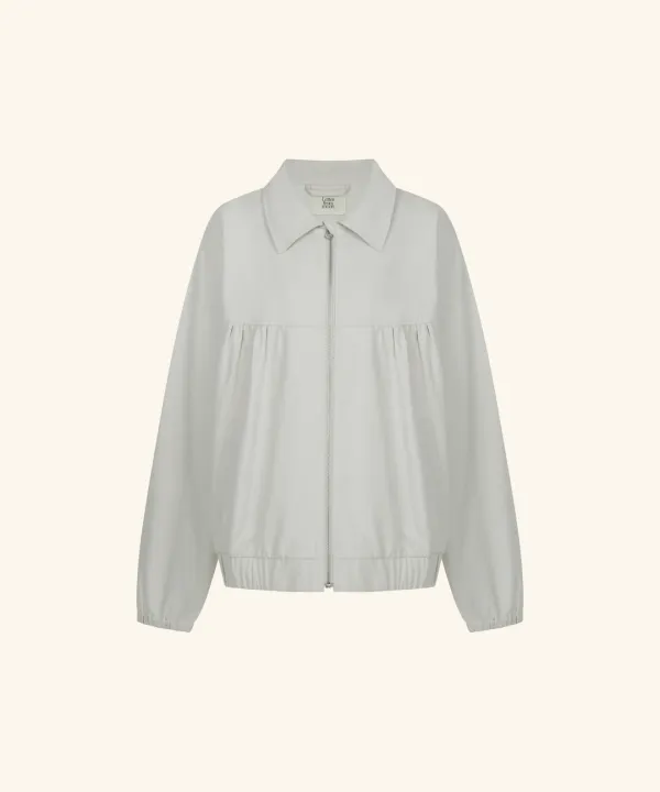 Dope Shirred Cotton Bomber Jacket (Light Gray)