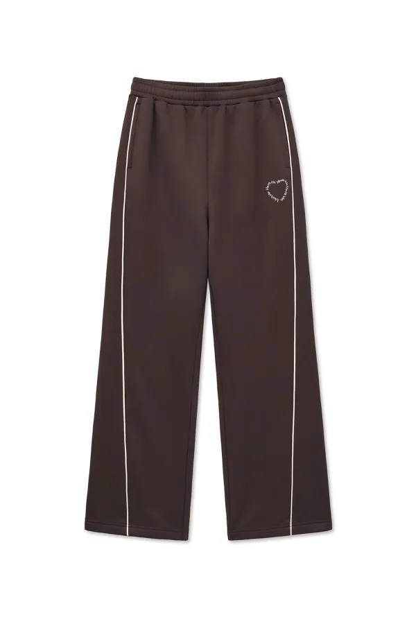 HEART LOGO TRACK PANTS IN BROWN