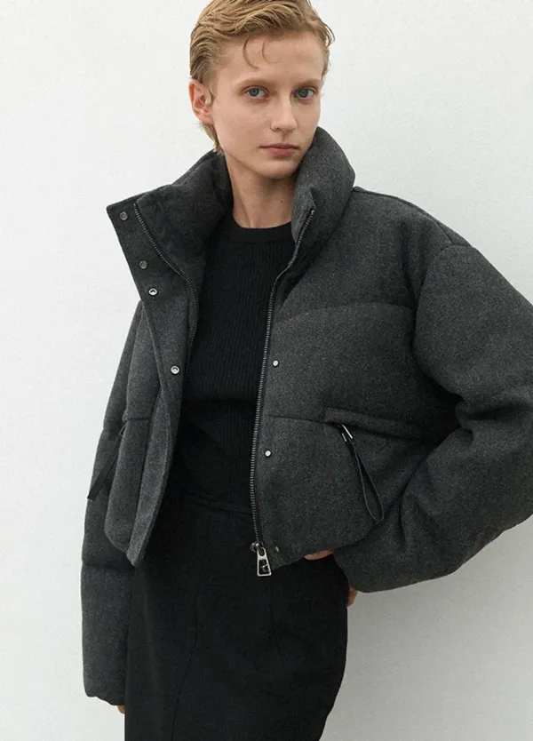 (JP-552)MELANGE HIGH NECK CROP PADDING