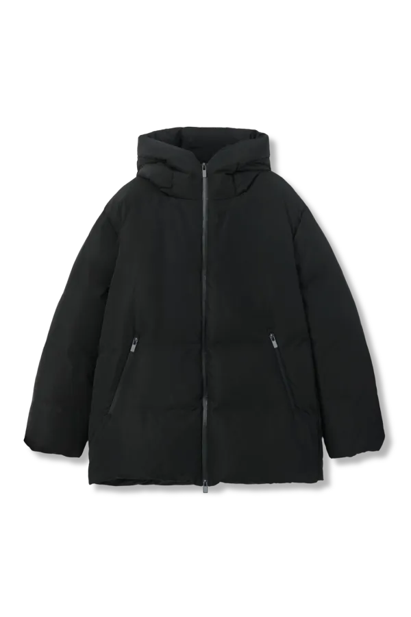 MATTE HOODED PUFFER JACKET (BLACK)