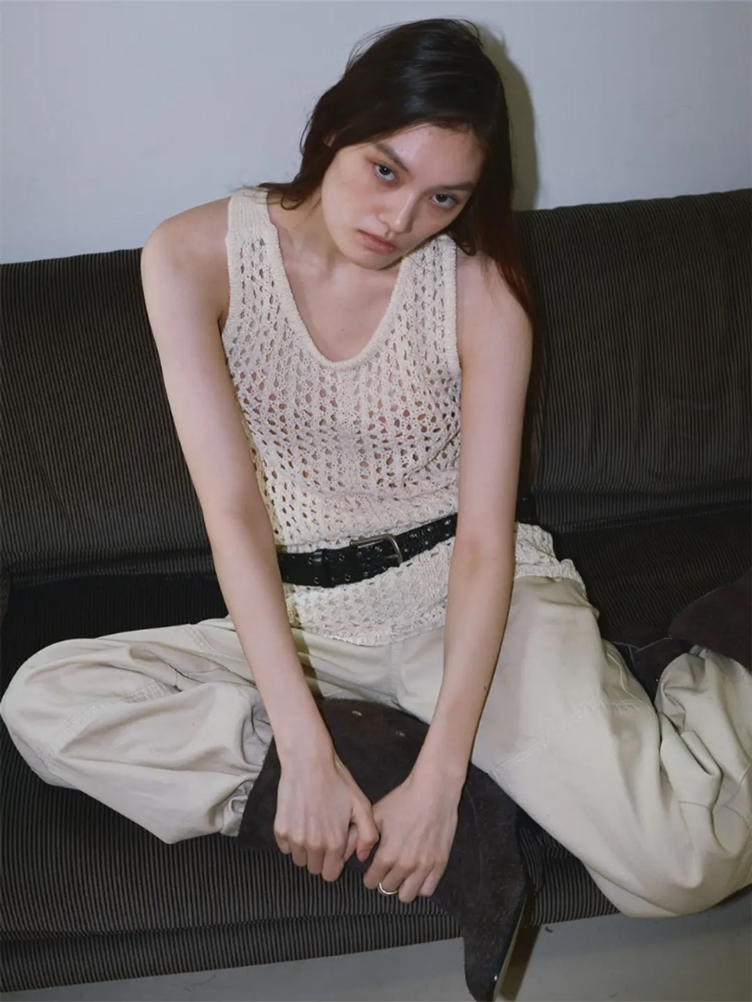 밀로 우먼 Stud Eyelet Leather Belt [Black] 상품 이미지 2