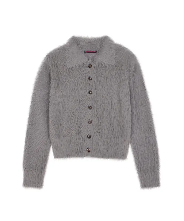 [9/30 예약발송] Fur Collar Button Cardigan [Gray]