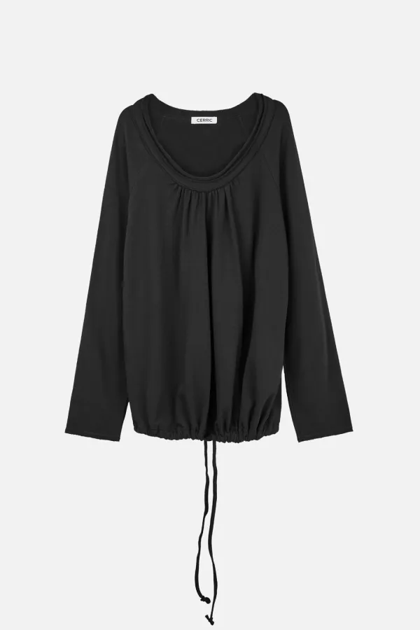 [Exclusive] Round Hem String Top _ Charcoal
