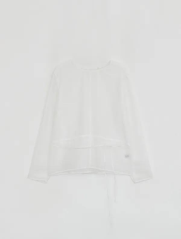 SHEER STITCHED BLOUSE [WHITE]