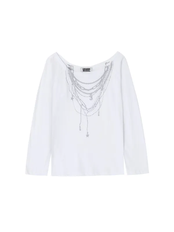 SHEER NECKLACE OFF-SHOULDER TOP_WHITE