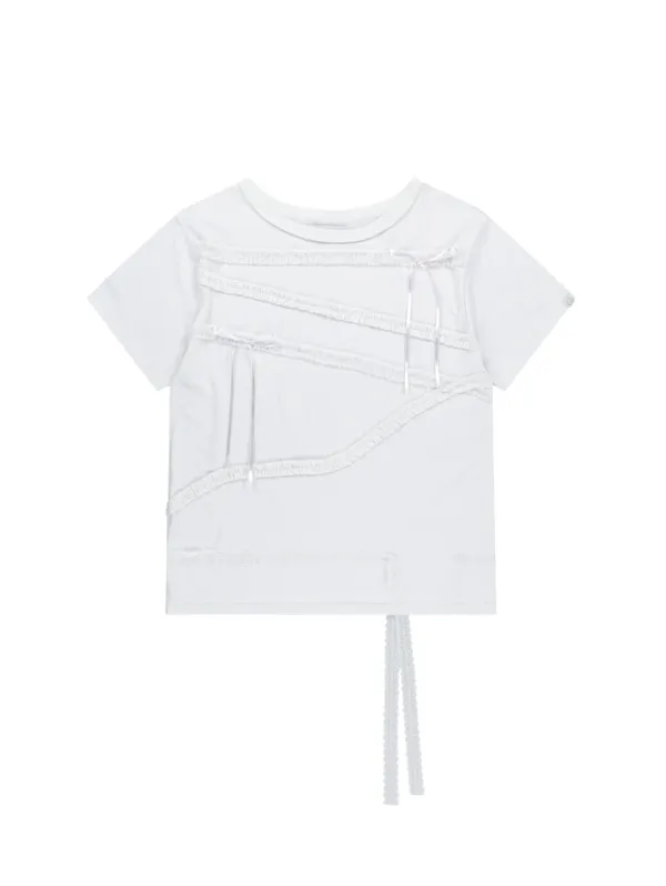 [3차 리오더] LACE STRAP OVERSIZED T-SHIRT [WHITE]