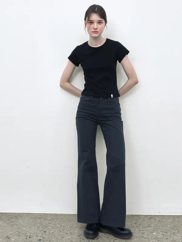 COTTON BOOTS CUT PANTS - CHARCOAL