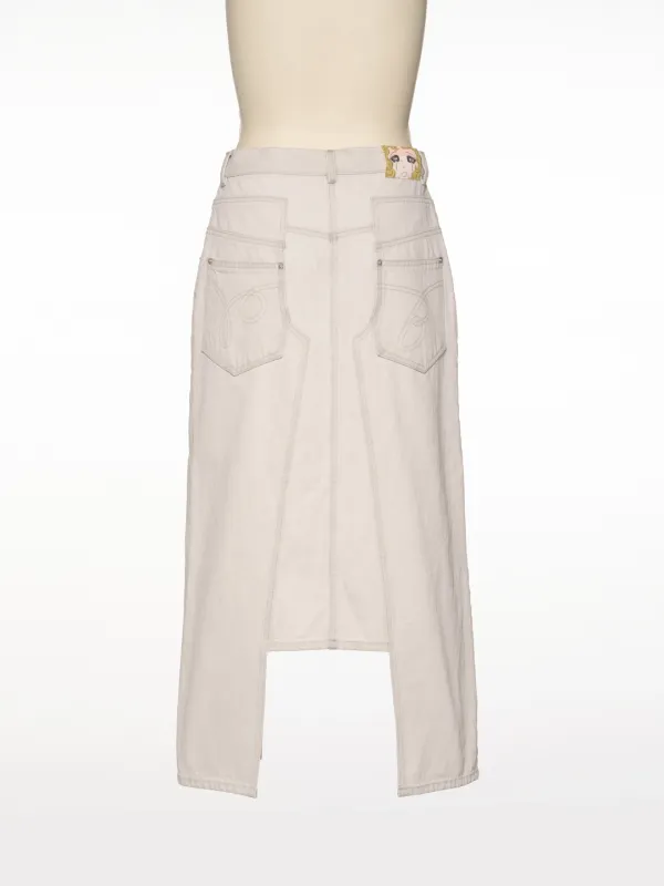 FW26 LIGHT GRAY PANEL DETAIL DENIM SKIRT