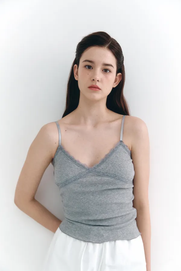 Cross Lace Sleeveless Gray