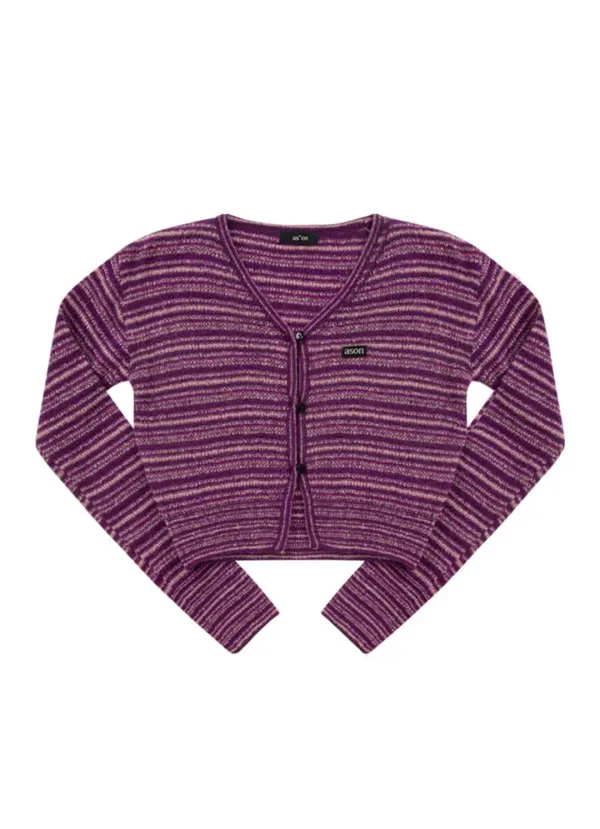 TEA CARDIGAN / STRIPE PURPLE