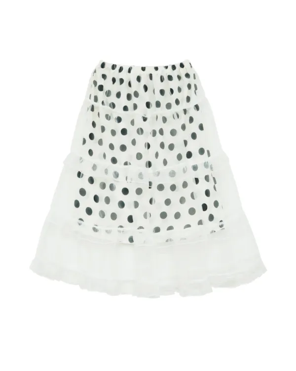 Sheer Dot Long Skirt (White)