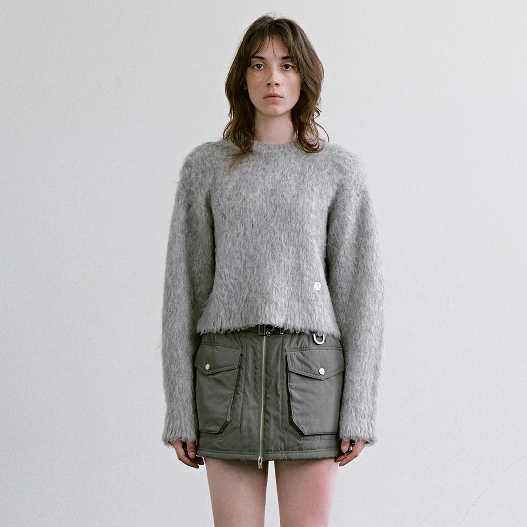 트리밍버드 Shaggy Cropped Knit Pullover [ Light Gray ] 상품 이미지 2