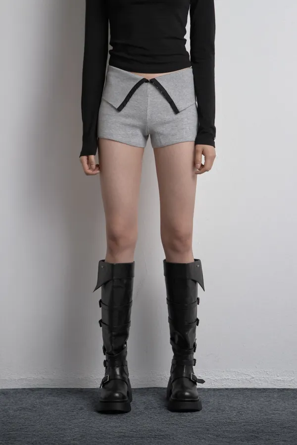 FOLD TWO-WAY KNIT SHORTS LIGHT GRAY