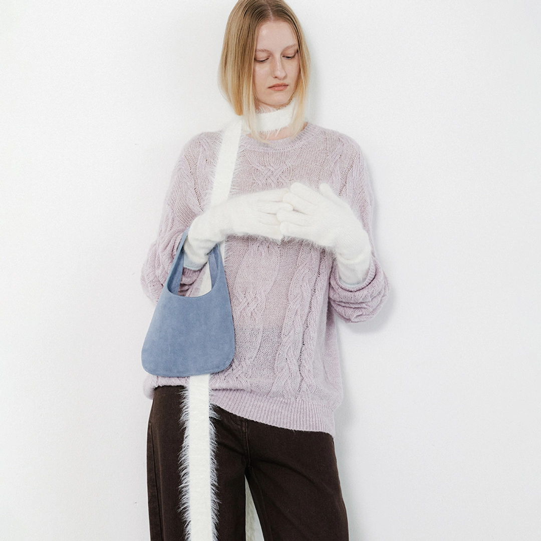 아뜰리에 나인 (T-7138)ALPCA BLEND SHEER LOOSE FIT CABLE KNIT 상품 이미지 2
