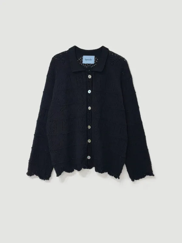 Cotton crochet cardigan (블랙)