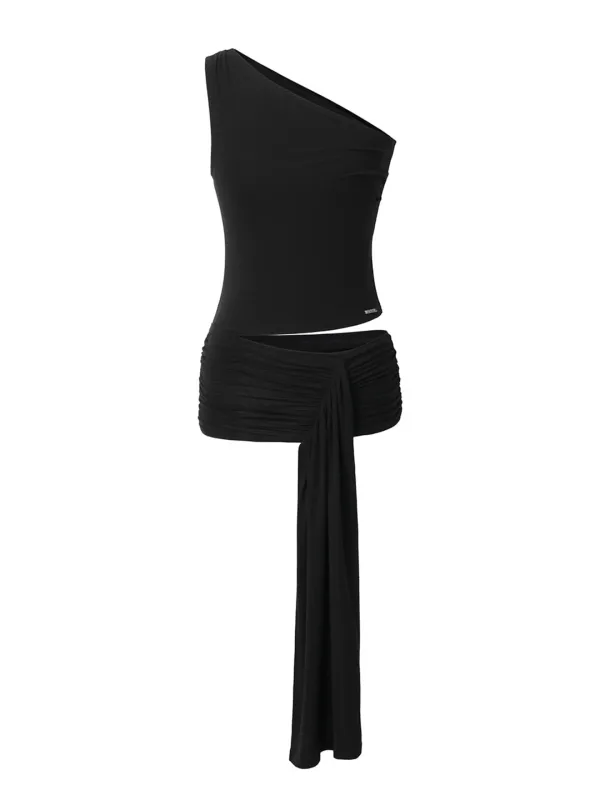 Susie Drop Waist-Slit Top (black)