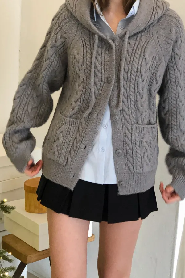 (시즌오프) Ollie Cable Cardigan / Grey