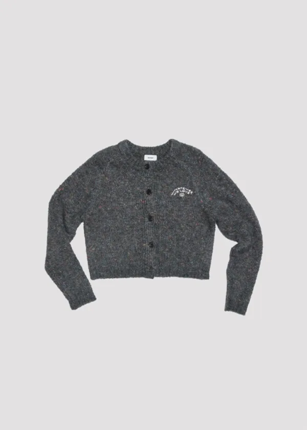 BOUCLE KNIT CARDIGAN CHARCOAL